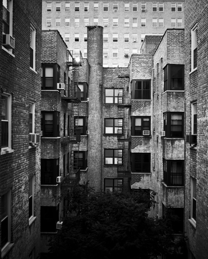 Courtyard at dusk, Park Slope, Brooklyn, New York